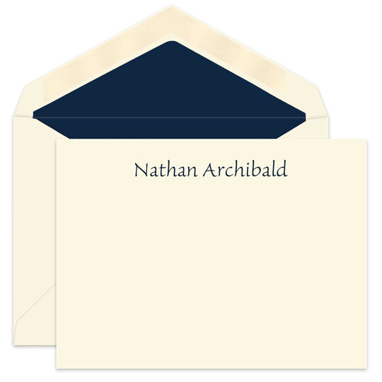 Ecru Flat Correspondence Cards  - Raised Ink